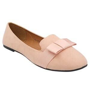 Bebo Women Zoe Bow Detail Slipper Ballet Flats Size US 7 Blush Pink Faux Suede